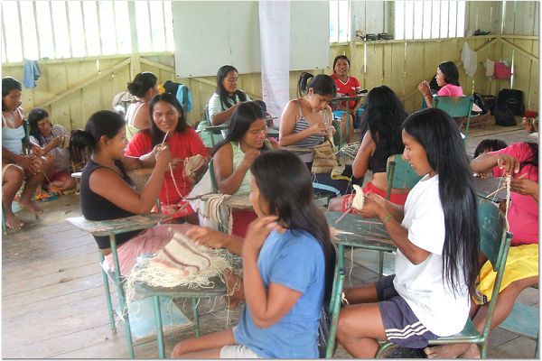 Waorani Women Weaving Handicrafts